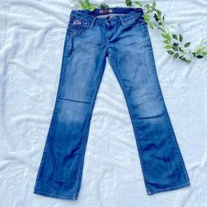✨INDIE brand wide leg jeans embroidered hippie distressed vintage flare low rise